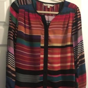 Trina Turk rainbow striped silk shirt size small